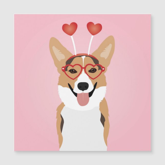 Carte Magnétique Jour des Valentines du Chien de Corgi (Devant)