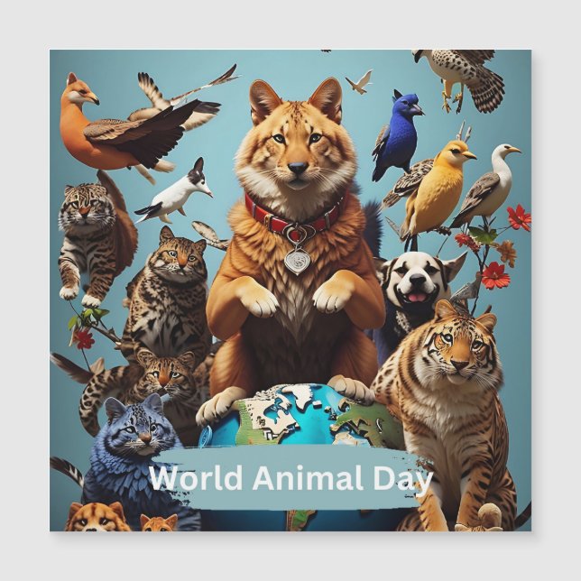 Carte Magnétique Journée mondiale des animaux (Devant)