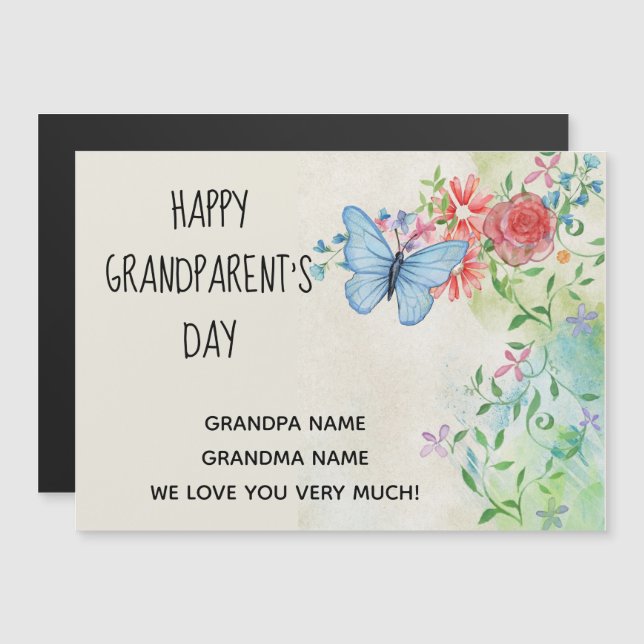 Carte Magnétique Joyeuse fête des grands-parents, salutation magnét (Devant / Derrière)