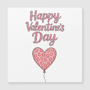 Carte Magnétique Joyeuse Saint-Valentin Imprimé Guépard Rose