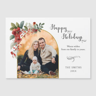 Carte Magnétique Joyeuses fêtes Calligraphie Arch Floral Photo