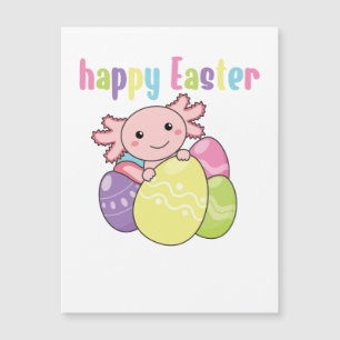 Carte Magnétique Joyeuses Pâques Cute Axolotl Pour Pâques Avec Pâqu
