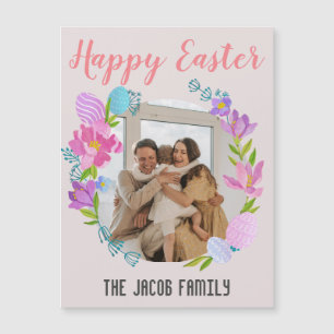 Carte Magnétique Joyeuses Pâques famille, lapin de Pâques famille u