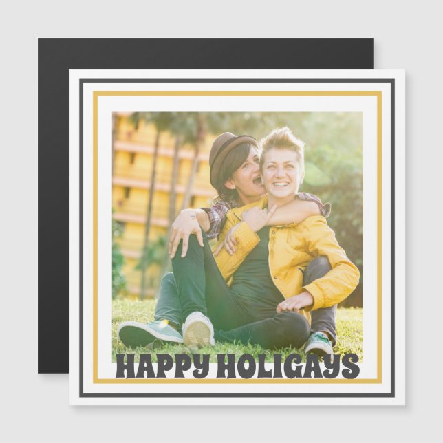 Carte Magnétique Joyeuses photos de Noël LGBTQ (Devant / Derrière)