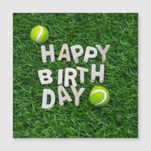 Carte Magnétique Joyeux anniversaire de tennis avec balle de tennis