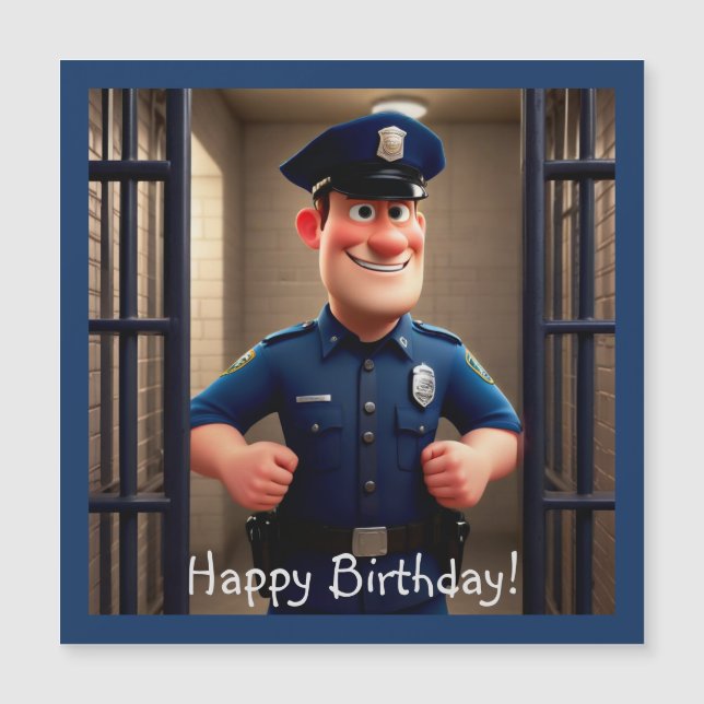 Carte Magnétique Joyeux anniversaire du policier (Devant)