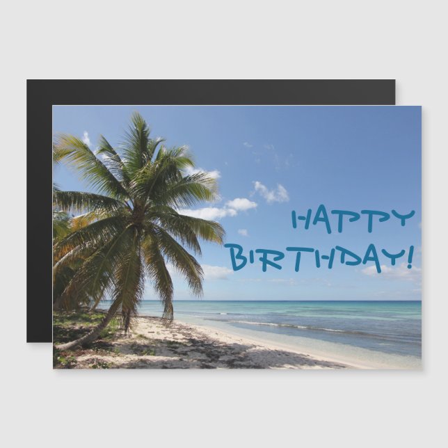 Carte Magnétique Joyeux anniversaire Isla Saona Caribbean Paradise  (Devant / Derrière)