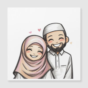 Carte Magnétique Joyeux couple musulman marié