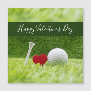 Carte Magnétique Joyeux golfeur de Valentine avec amour et balle de