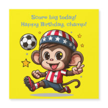 Carte magnétique Joyeux Joueur de football singe