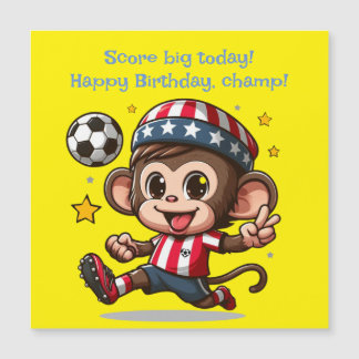 Carte magnétique Joyeux Joueur de football singe