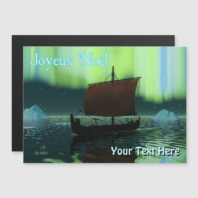 Carte Magnétique Joyeux Noё l - Viking Ship (Devant / Derrière)