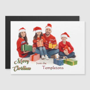 Carte Magnétique Joyeux Noël avec photo de famille