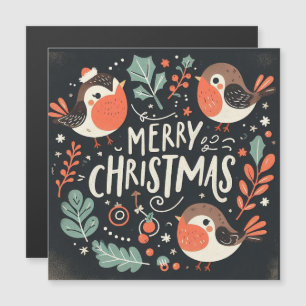 Carte Magnétique Joyeux Noël, colère des Robins