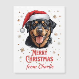 Carte Magnétique Joyeux Noël de chien Rottweiler personnalisé