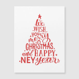 Carte Magnétique Joyeux Noël et Bonne Année. Lettres rouges