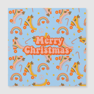 Carte Magnétique Joyeux Noël les années 70 super disco motif