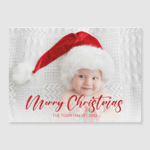 Carte Magnétique Joyeux Noël rouge moderne photo