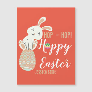 Carte Magnétique Joyeux Pâques, lapin de Pâques simple jolie famill