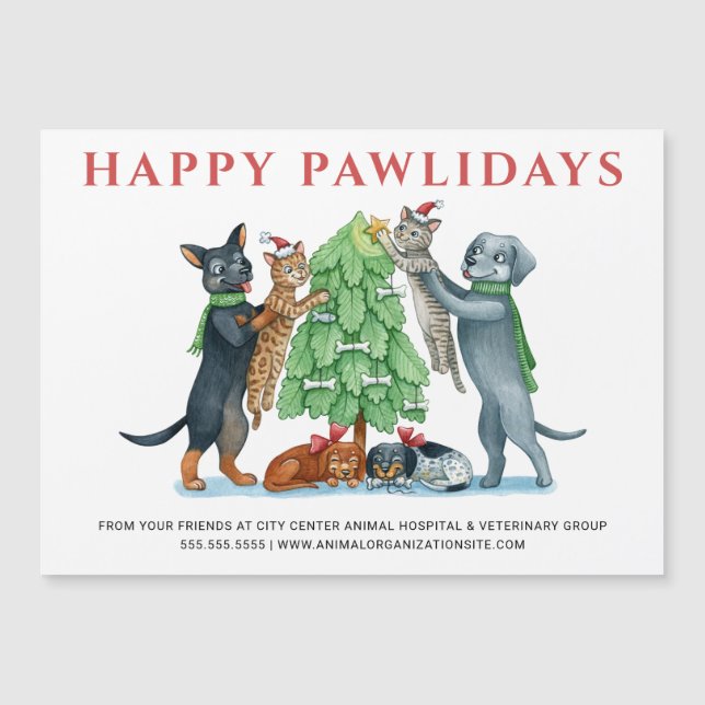 Carte Magnétique Joyeux Pawlidays Holiday (Devant)
