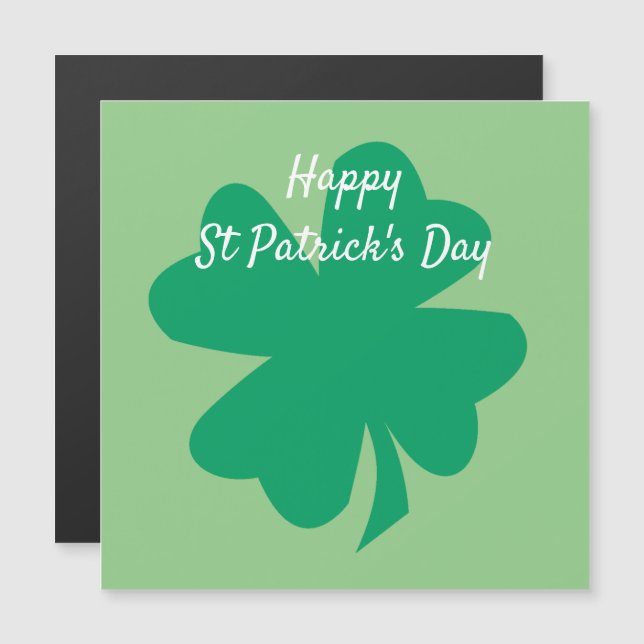 Carte Magnétique Joyeux St Patrick's Day Shamrock irlandais feuille (Devant / Derrière)