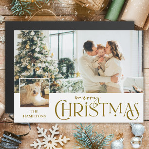 Carte Magnétique Joyeux voeux de Noël avec Photo Insert Gold
