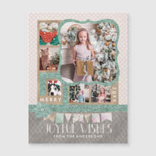 Carte Magnétique Joyeux voeux Noël 6 Photo personnalisée Collage
