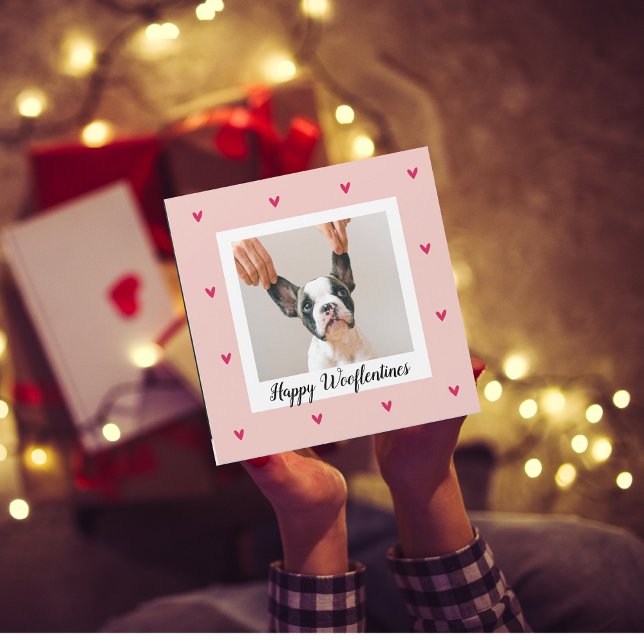 Carte Magnétique Joyeux Wooflentines Avec Photo Chien | Rouge et ro (Créateur téléchargé)