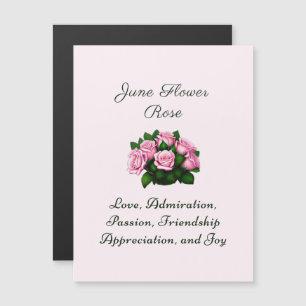 Carte Magnétique Juin Mois de naissance Fleur Rose intemporel flora