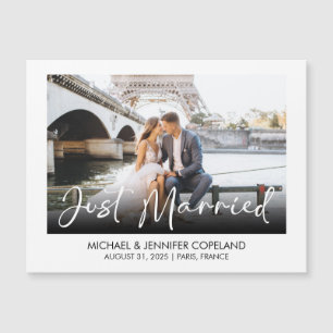 Carte Magnétique Juste marié   Photographie de mariage élégante