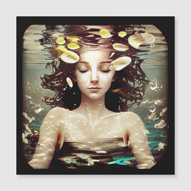 Carte Magnétique La Dame Sous L'Eau, | Oeuvre artistique générée pa (Devant)