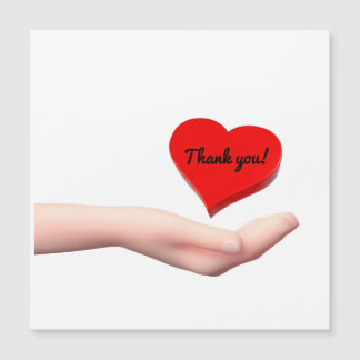 Carte Magnétique La main d'un enfant en 3D tenant merci au coeur