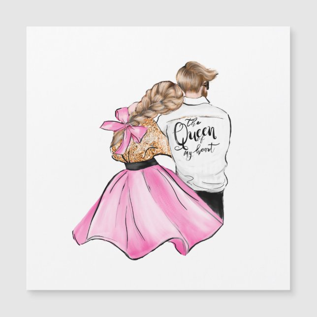 Carte Magnétique La Reine de mon cœur couple de la Saint-Valentin a (Devant)