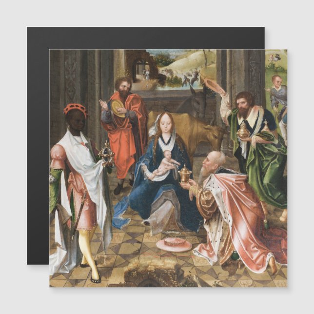 Carte Magnétique L'Adoration des Vacances Magi-jésus (Devant / Derrière)