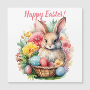 Carte Magnétique Lapin de Pâques aquarelle peinture