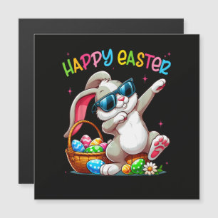 Carte Magnétique Lapin drôle de Dabbing Pâques Joyeuses Pâques