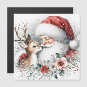 Carte Magnétique Le baiser du renne du Père Noël