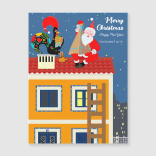 Carte Magnétique Le Père Noël rencontre le Coq portugais