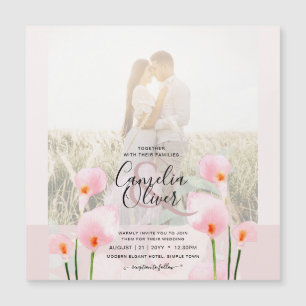 Carte Magnétique LeahG Rose Calla Lily PHOTO Overlay Mariage Invite