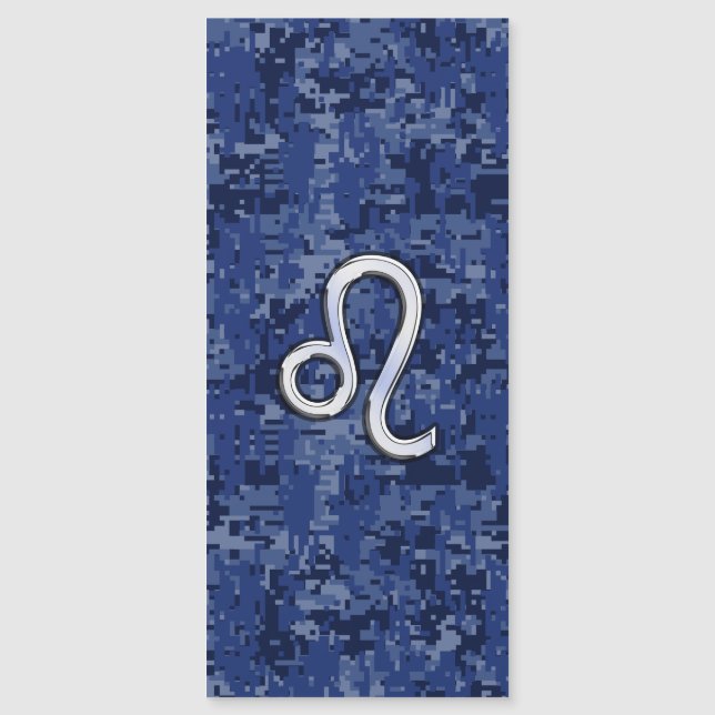Carte Magnétique Leo Zodiac Sign on Navy Blue Digital Camouflage (Devant)