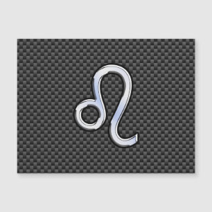 Carte Magnétique Leo Zodiac Symbol on Charcoal Carbon Fiber Print