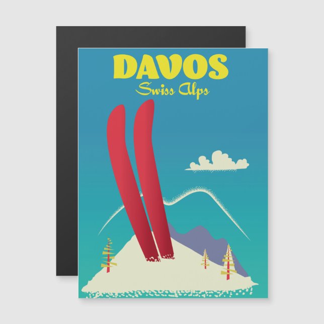 Carte Magnétique Les Alpes suisses de Davos (Devant / Derrière)