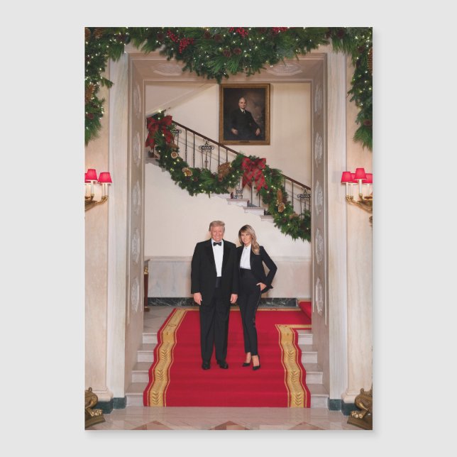 Carte Magnétique Les pas de Noël Président Donald Trump & Melania (Devant)