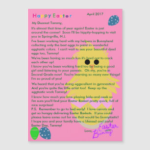 Carte Magnétique Lettre de Bunny Pâques Pink Yellow Chick Egg