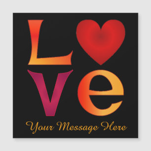 Carte Magnétique Lettres Carré LOVE personnalisées Ombre rouge et j