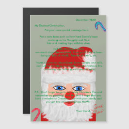 Carte Magnétique Lettres des Sucres de canne du Père Noël