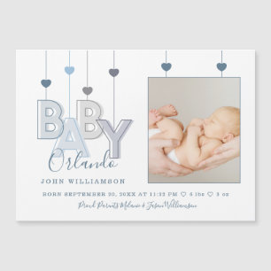Carte Magnétique Lettres pour bébés modernes Photo de naissance d'u