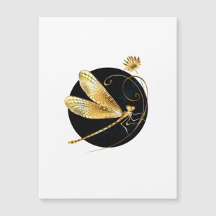 Carte Magnétique libellule d'or en cercle noir