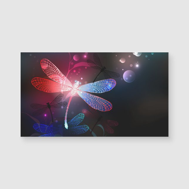 Carte Magnétique libellule rouge brillante (Devant)