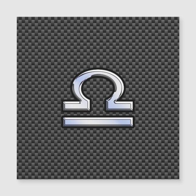 Carte Magnétique Libra Zodiac Sign on Black Carbon Fibre Print (Devant)